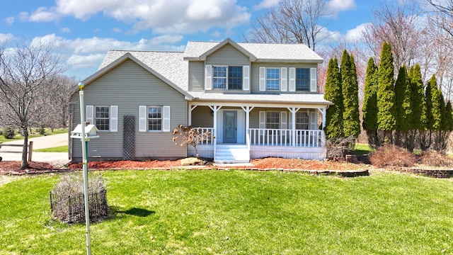 2515 N Lake Pleasant Rd, Attica, MI 48412 - view of front facade featuring a porch, a front lawn, and roof with shingles