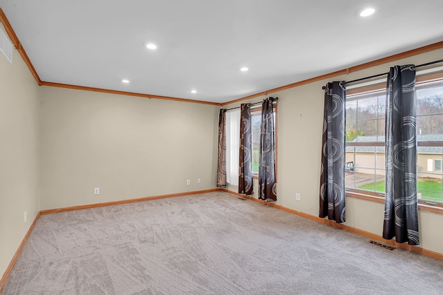 2515 N Lake Pleasant Rd, Attica, MI 48412 - carpeted spare room with crown molding, baseboards, and recessed lighting