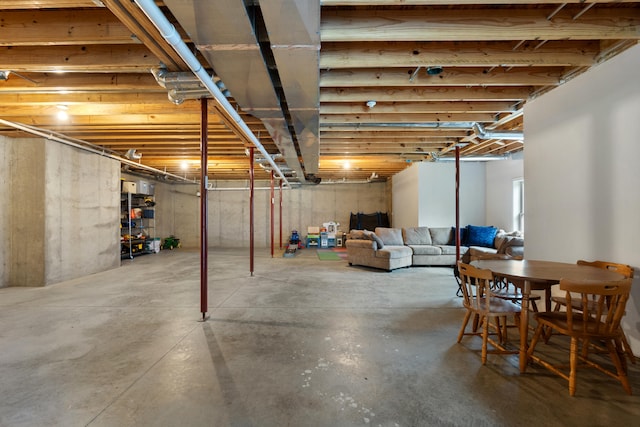 view of unfinished basement