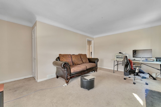 19544 Strasburg St, Detroit, MI 48205 - carpeted home office with crown molding and baseboards