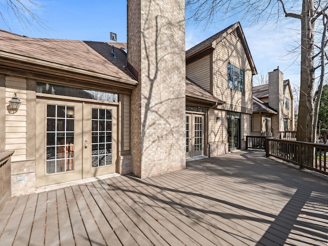 wooden deck with french doors