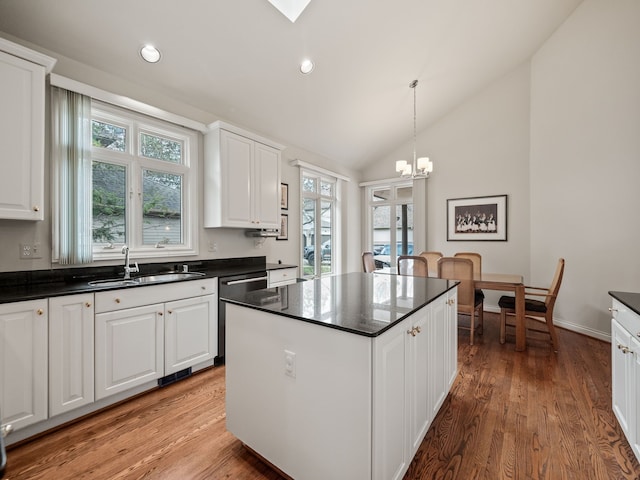 kitchen featuring a healthy amount of sunlight, a sink, and dark countertops