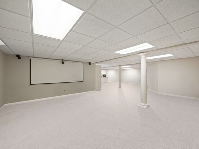 finished below grade area with baseboards and carpet