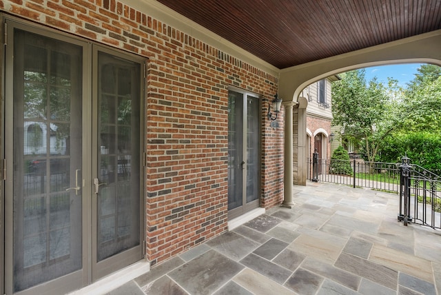 view of patio featuring french doors
