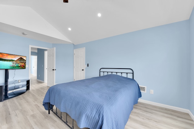 2533 Virginia Park St, Detroit, MI 48206 - bedroom featuring lofted ceiling, visible vents, baseboards, and wood finished floors