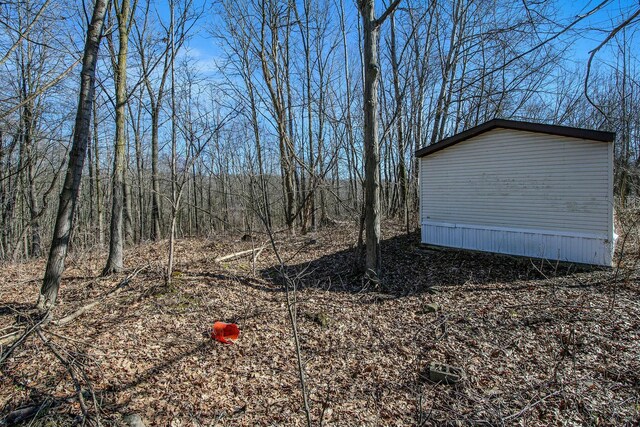 view of yard with an outbuilding