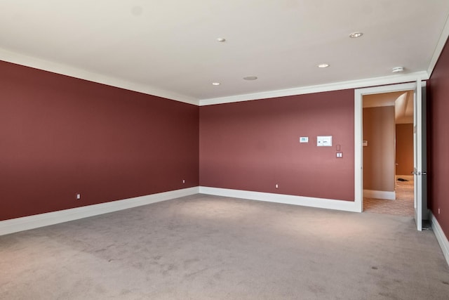 82 Chateaux Du Lac, Fenton, MI 48430 - carpeted spare room with baseboards, ornamental molding, and recessed lighting