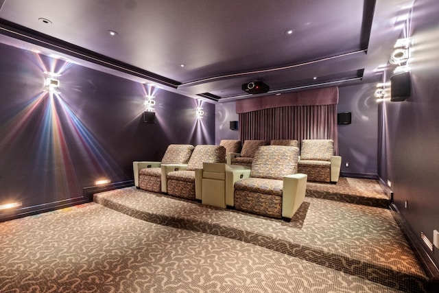 82 Chateaux Du Lac, Fenton, MI 48430 - carpeted home theater featuring baseboards and a raised ceiling