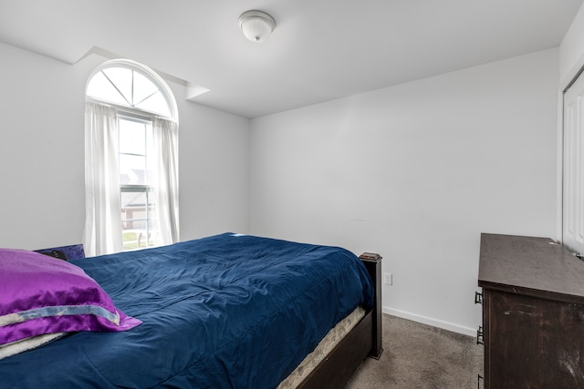 bedroom featuring baseboards and carpet