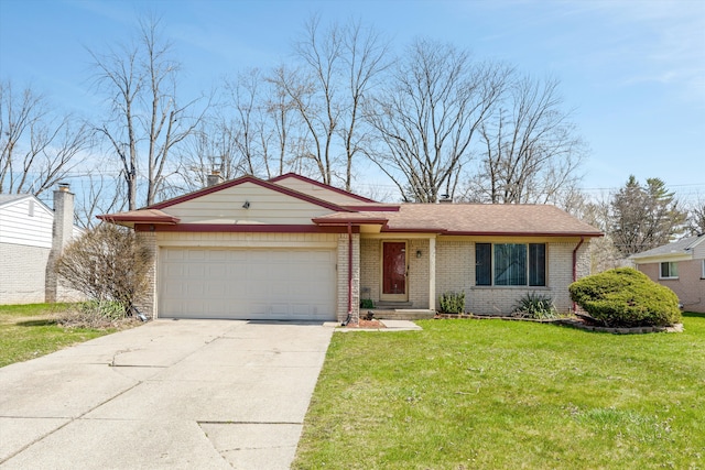 29190 Heritage, Southfield, MI 48076 - ranch-style home featuring brick siding, an attached garage, a front yard, and driveway