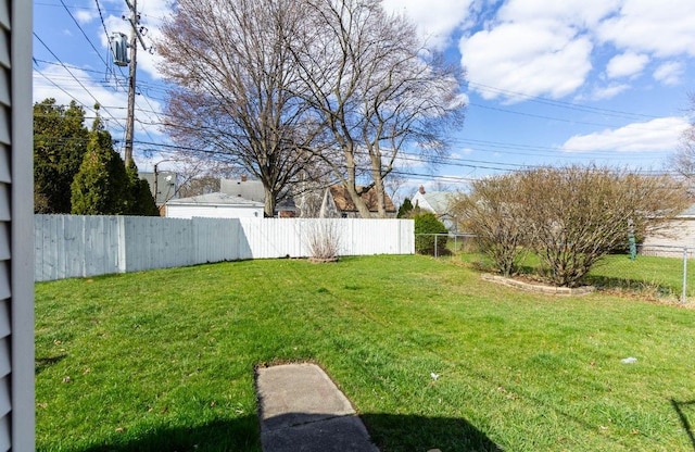 view of yard featuring a fenced backyard