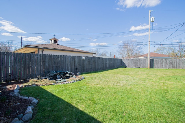 view of yard featuring a fenced backyard