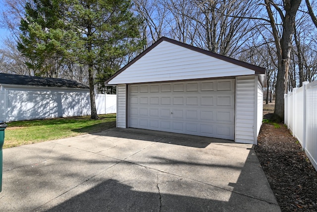 detached garage with fence