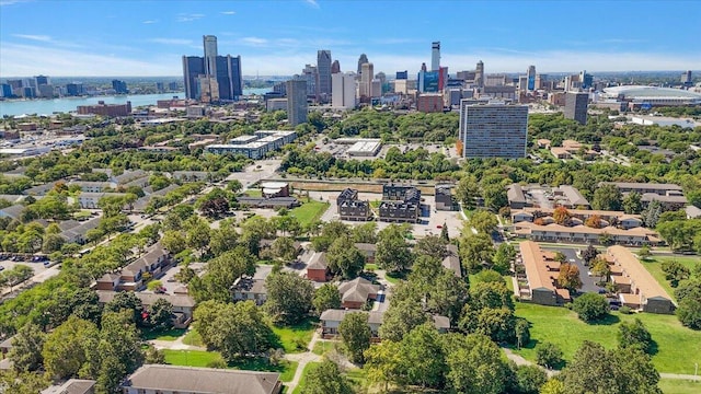 birds eye view of property with a city view
