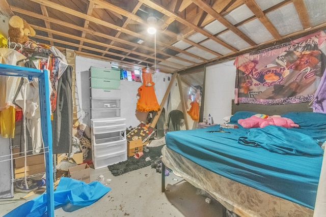 19965 Barlow St, Detroit, MI 48205 - bedroom featuring unfinished concrete flooring