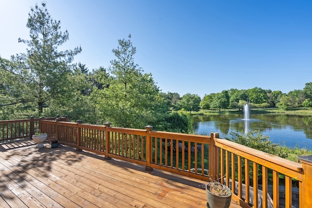 deck with a water view
