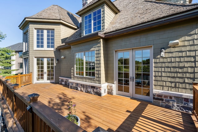 wooden terrace with french doors