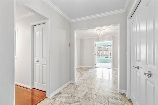 775 Deer Ct, Plymouth, MI 48170 - hall featuring baseboards and crown molding
