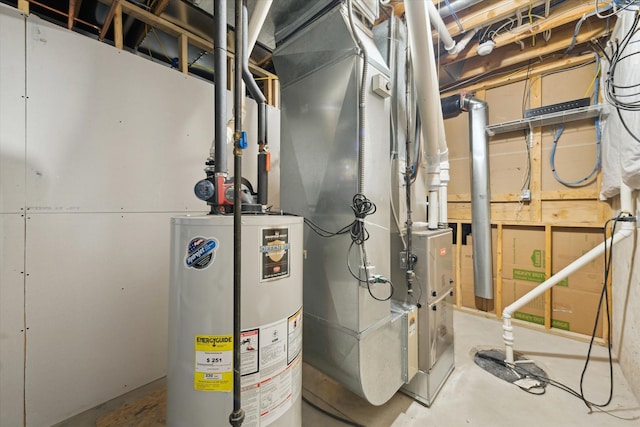 utilities with heating unit and gas water heater