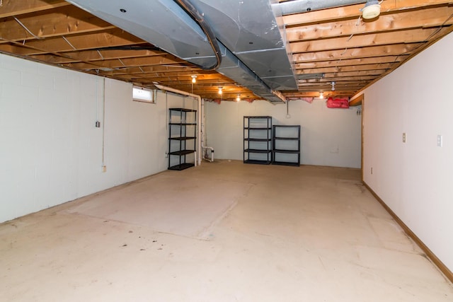 view of unfinished basement