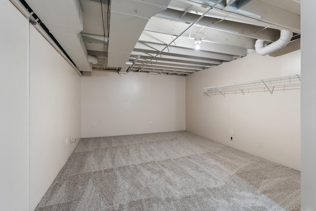 finished basement with carpet floors