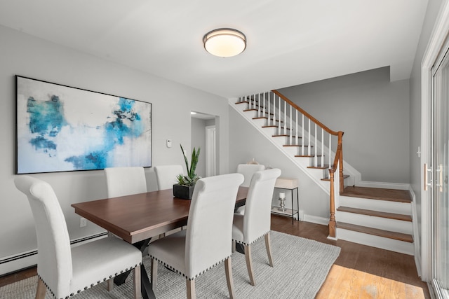 1593 Parke St, Rochester Hills, MI 48307 - dining space with stairs, wood finished floors, baseboards, and baseboard heating