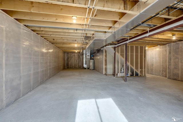unfinished below grade area with gas water heater