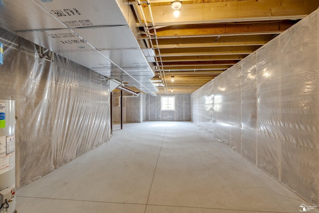 basement featuring gas water heater