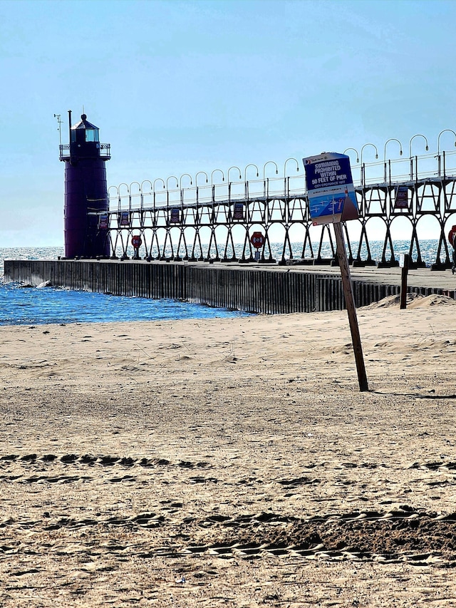 view of water feature featuring a pier