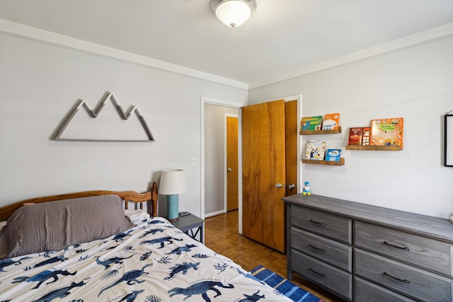 bedroom featuring ornamental molding