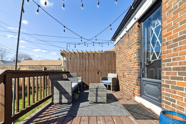 deck featuring fence