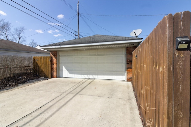 detached garage with fence