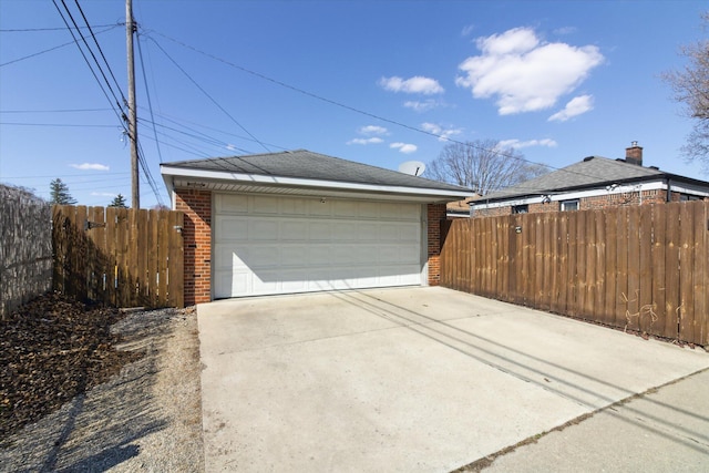detached garage with fence