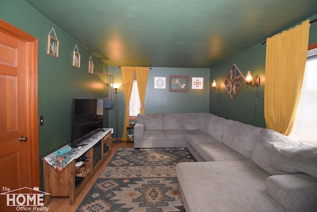 living area featuring wood finished floors