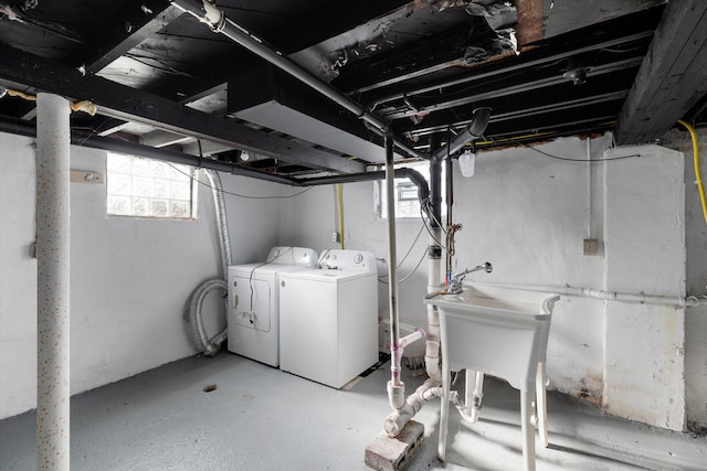 23737 Couzens Ave, Hazel Park, MI 48030 - below grade area featuring a sink and washer and dryer