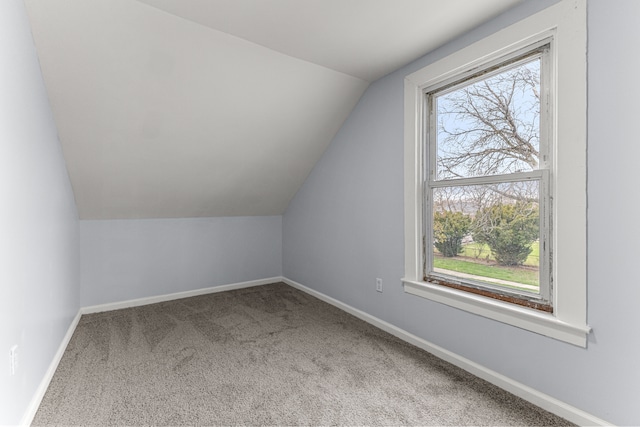1409 Charter St, Lincoln Park, MI 48146 - additional living space with baseboards, carpet, and vaulted ceiling