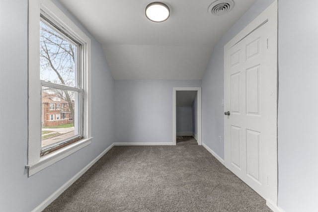 1409 Charter St, Lincoln Park, MI 48146 - bonus room featuring visible vents, plenty of natural light, carpet, and vaulted ceiling