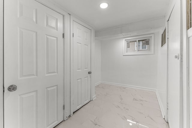 1409 Charter St, Lincoln Park, MI 48146 - finished basement featuring marble finish floor, baseboards, and recessed lighting