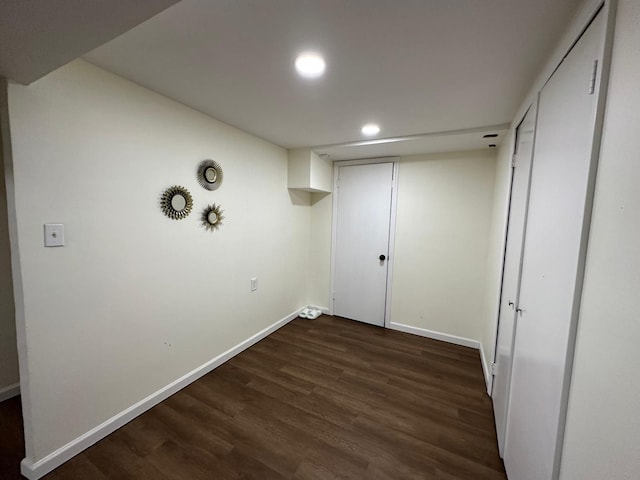 31042 Wellston Dr, Warren, MI 48093 - interior space with dark wood-type flooring, baseboards, and recessed lighting