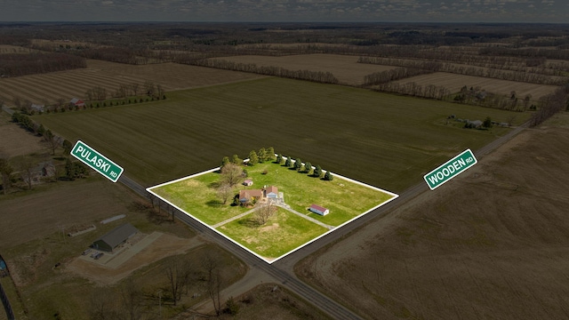 drone / aerial view with a rural view