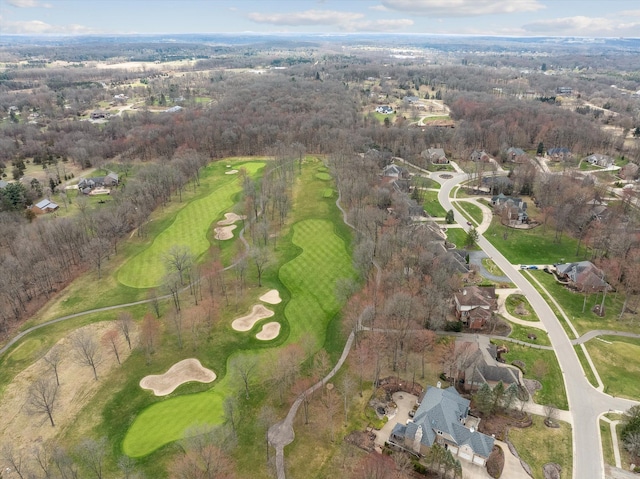 aerial view featuring golf course view
