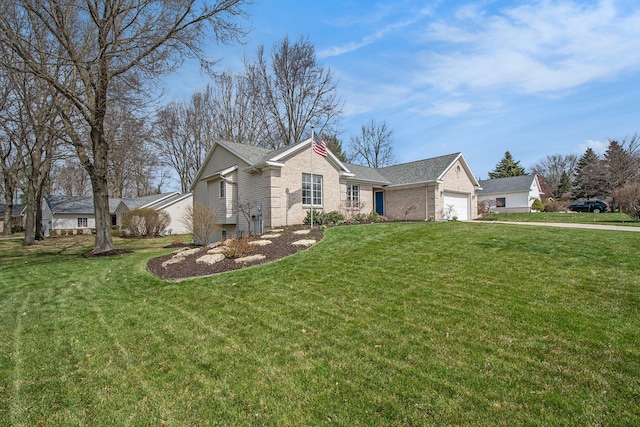 2511 Bowenton Pl SW, Wyoming, MI 49519 - ranch-style home featuring brick siding, roof with shingles, a front yard, and an attached garage