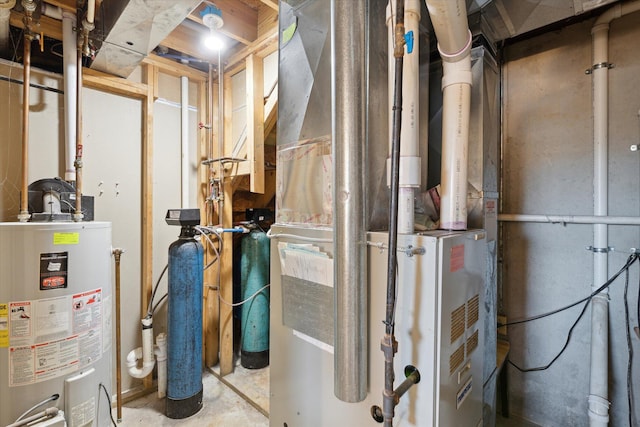 utility room featuring water heater