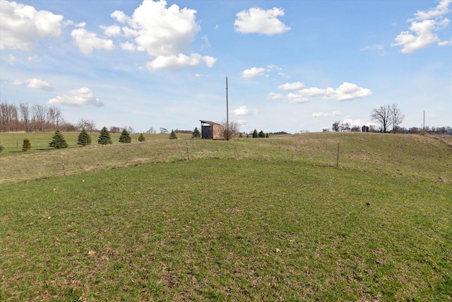 view of yard with a rural view