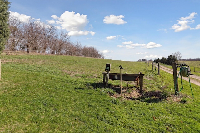 view of property's community featuring a rural view and a yard