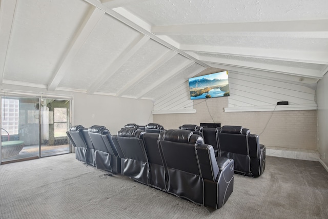 27423 W 12 Mile Rd, Farmington Hills, MI 48334 - carpeted home theater room featuring vaulted ceiling with beams