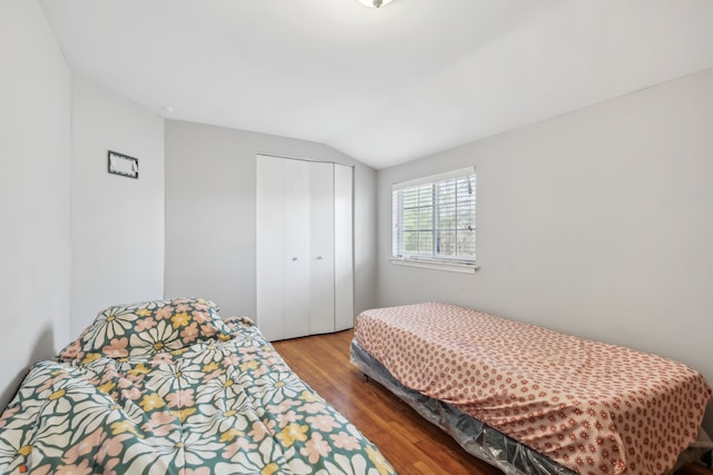 27423 W 12 Mile Rd, Farmington Hills, MI 48334 - bedroom featuring a closet, wood finished floors, and vaulted ceiling