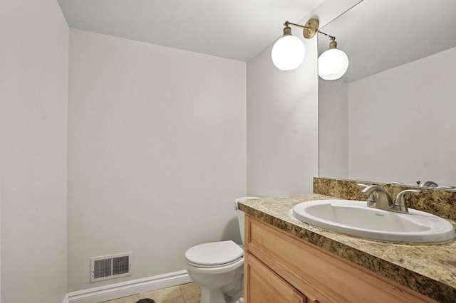 29709 Francesca Ln, Chesterfield, MI 48047 - bathroom featuring tile patterned floors, visible vents, toilet, vanity, and baseboards