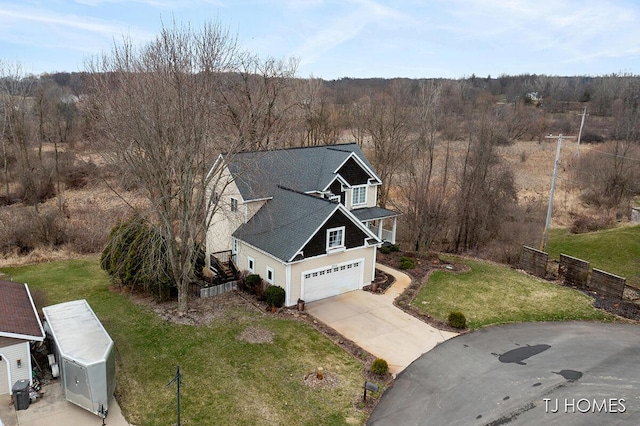 aerial view with a forest view