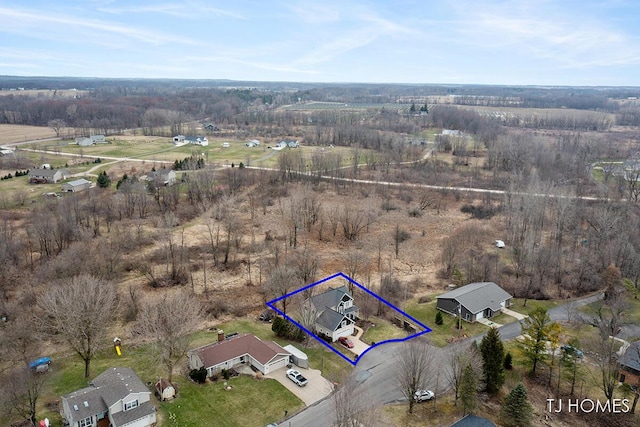 bird's eye view featuring a rural view